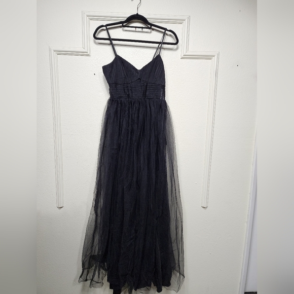 Lulus Convincingly Graceful Black Tulle Sleeveless Maxi Dress Wedding Party Prom - Picture 6 of 9